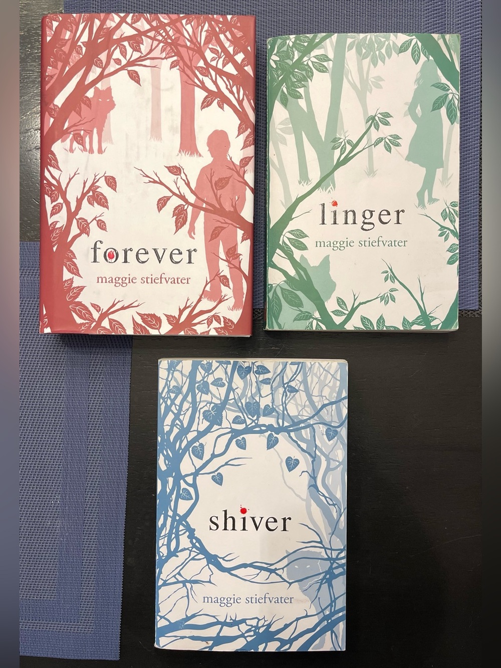 Maggie Stiefvater Paperback Set — Forever, Linger, Shiver (Red, Green, Blue)